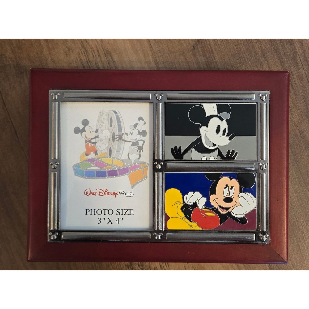 Walt Disney World Mickey Mouse Photo Wood Trinket‎ Jewelry Keepsake Box